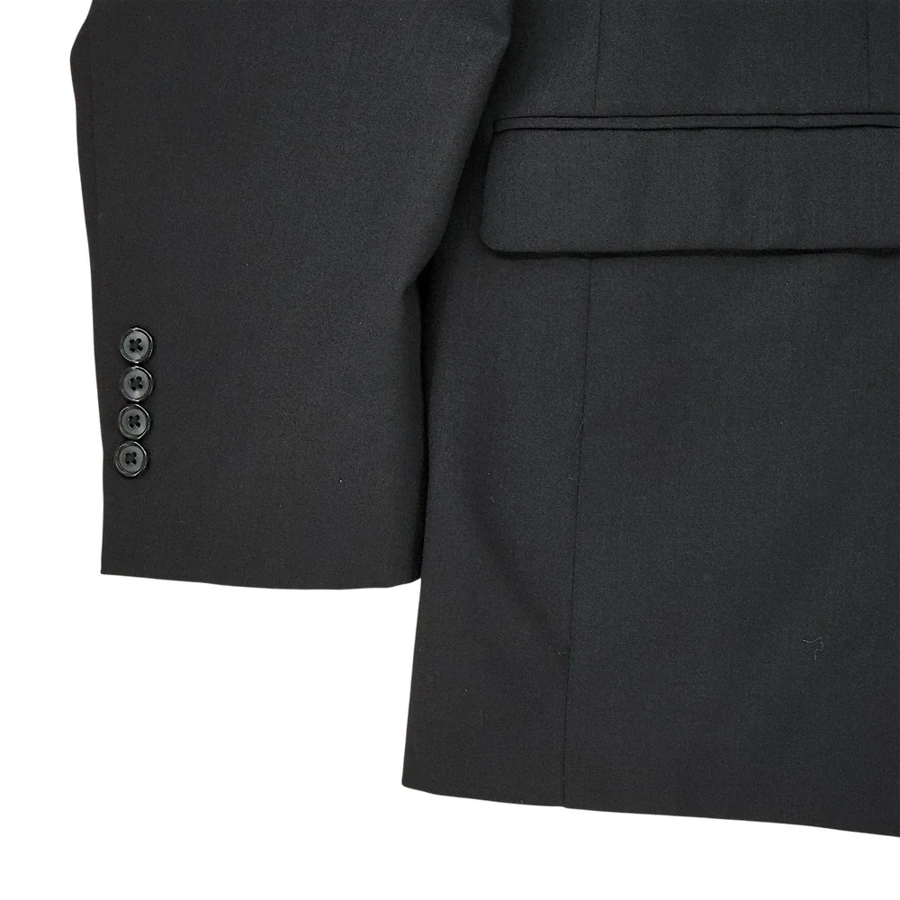Claiborne Suit 44L 40x32 Men Black 2 pc Wool 3 Button Pleats Professional Formal